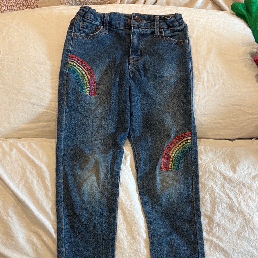 Cat & Jack Blue Jean Jegging with Rainbow Accents